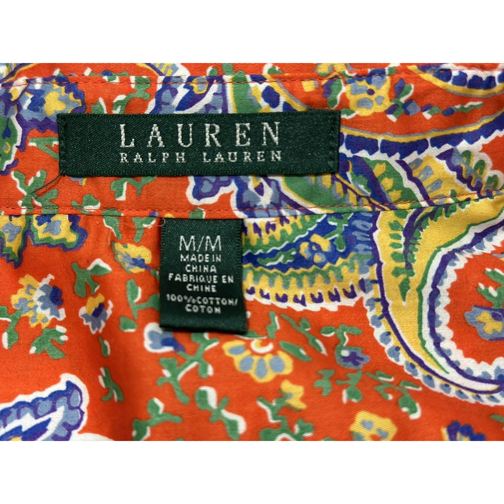 Lauren Ralph Lauren Women's Paisley Orange Paisley Long sleeve Blouse - Picture 5 of 16